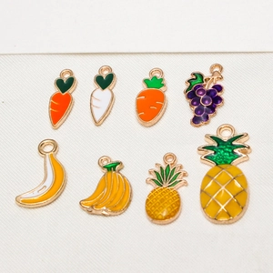 DIY colorful fruit alloy pendants including carrot banana and pineapple for jewelry making