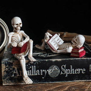 Creative skeleton figures reading books resin ornaments for Halloween home decor