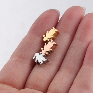 Three mirror stainless steel girl charms in gold, rose gold, and silver for DIY jewelry