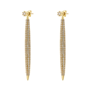 Exaggerated 18K gold plated long bar earrings with sparkling micro-pave zircons for women