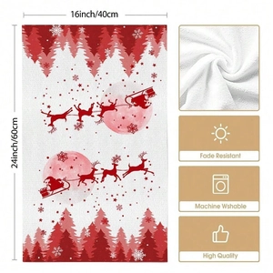 Detail of Christmas microfiber kitchen towel with Santa pattern and 40x60cm dimensions