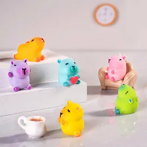 Cute resin Capybara mini figures in colorful finishes for micro landscape desktop decor