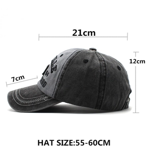 Vintage washed cotton baseball cap in dark grey with embroidered 84 detail