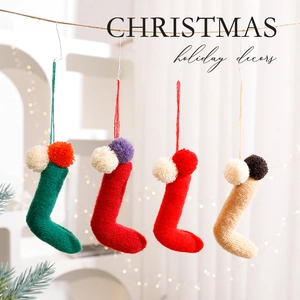 Ornamenti da Appendere a Forma di Calza di Natale in Maglia Creativa Ciondolo Calzino in Poliestere per Decorazione Albero