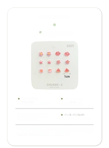 Detailed view of six pairs of cute floral and animal studs with S925 silver needles