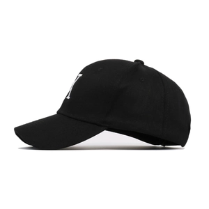 Casquette de baseball en coton noir avec broderie lettre K blanche en sergé de qualité