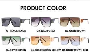Detailed product color grid of oversized square sunglasses in six vintage frames