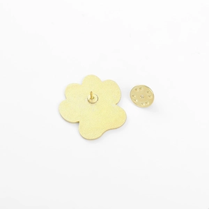 Golden sunflower lily flower lapel pin with butterfly clutch and textured matte finish