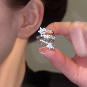 Copper Zircon Star Multi-layer Ear Cuff For Women Non Pierced Fashion Minimalist Single Earring
