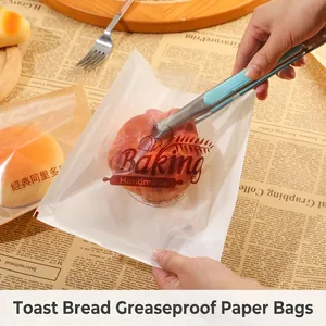 Greaseproof paper toast bag with window and Baking Handmade print for food packaging