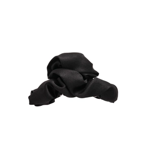 Elegant black pleated satin cloud hair claw clip with a glossy finish for women's styling
