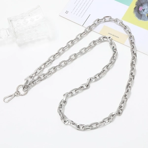 Polished silver metal chain strap with secure lobster clasps on a clean white background
