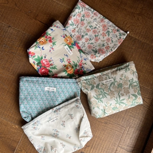 Retro Florale Kosmetiktasche Baumwolle Leinwand Reißverschlussbeutel Für Reise Make-up Aufbewahrung Damen Clutch