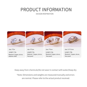 Detail view of vintage zircon pearl rings with size and weight specifications