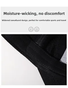 Macro detail of the moisture-wicking sweatband on a breathable black baseball cap