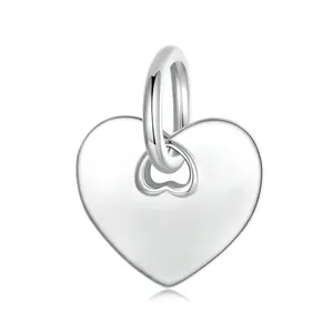 Heart Charm Pendant 925 Sterling Silver Mirror Polished Minimalist For DIY Jewelry Making Bracelet Necklace For Women
