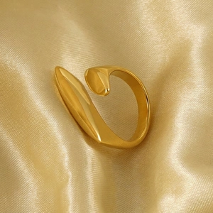 Geometric Stainless Steel Ring 18K Gold Plated Adjustable Open Finger Jewelry Fashion Minimalist Elegant For Women