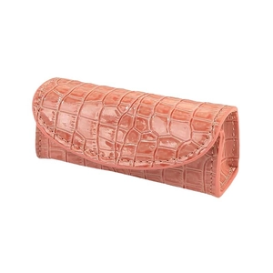 Astuccio per gioielli rosa corallo premium con motivo a coccodrillo e finitura lucida