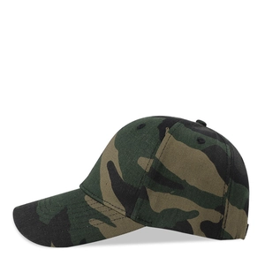 Classico cappellino da baseball in cotone mimetico verde e nero, vista laterale