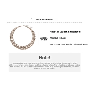 Multi-layer rhinestone choker with copper base measuring 13.2cm in diameter