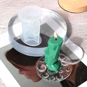Abstract Moai gezicht siliconen mal voor DIY geometrische geurkaarsen en wax crafts