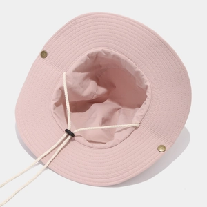 Pink quick-dry sun hat with adjustable windproof cord for outdoor camping and hiking