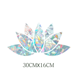 Detailed view of 30x16cm lotus shaped rainbow prism static cling window film sticker