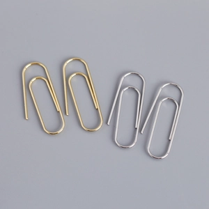 Minimalist S925 sterling silver safety pin earrings in polished gold and silver finishes