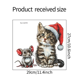 Detailed dimensions of Christmas cat and mouse toilet sticker in 29x27cm size