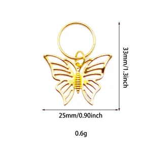 Detailed size view of a golden镂空 butterfly charm with dimensions 33mm by 25mm