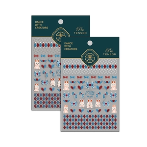 5D stereoscopic nail art stickers with cute rabbit, bow and heart designs on white background