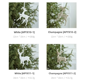 Details von Weihnachts Rentier Anhängern in Weiß und Champagner mit Glitzer-Finish