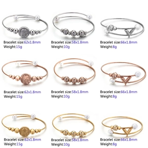 Bracciale Rigido Aperto In Filo Di Acciaio Inossidabile Per Donna Con Künstliche Perle E Ciondoli Religiosi Regalo Gioiello Di Moda