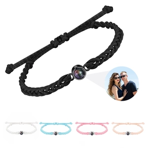 Photo Projection Bracelet 100 Languages Braided Rope Copper Jewelry Anniversary Valentine Gift For Women Men Adjustable