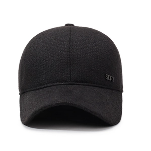 Thick winter baseball cap for men with ear protection and metal SORT logo detail