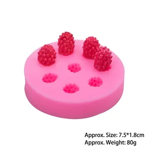 Pink silicone berry mold with finished raspberry treats for creative cake baking