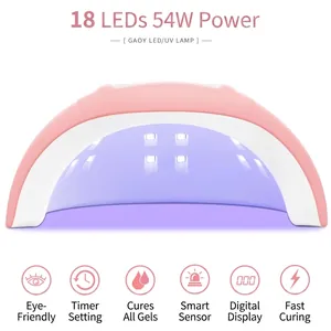 Professionele 54W UV LED nagellamp met 18 kralen en digitaal display voor gellak
