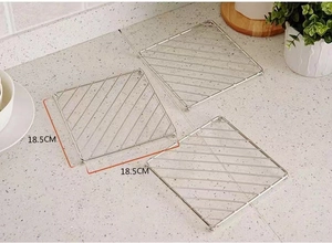 Stainless steel wire placemat, heat-resistant kitchen pad, durable dining table mat for hot pots.