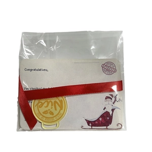 Christmas Santa gift set featuring a gold Nice medal with red ribbon and greeting card