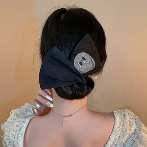 Accessoire De Chignon En Tissu Avec Sourire En Strass Clip De Coiffure Élégant Pour Femmes Filles