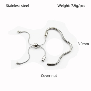 Macro view of 3.0mm stainless steel snake chain with a 7.9g adjustable cover nut detail