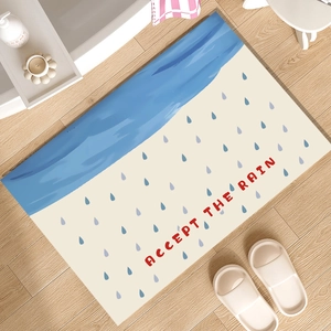 Absorbent diatomite bath mat with Accept the Rain print and anti-slip backing