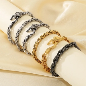 Bracelet Byzantin Tête De Serpent Acier Inoxydable Ouroboros Punk Gothique Bijou Mode Cadeau