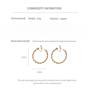 Detailed size and material guide for gold geometric twist hoop earrings for women