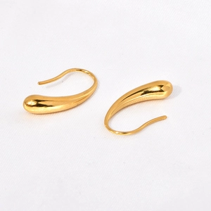 Polished 18K gold-plated stainless steel teardrop earrings for a modern minimalist look