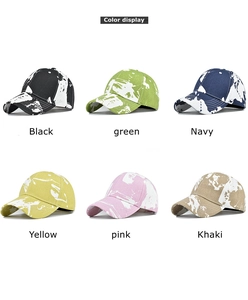 Tie-dye baseball caps in six colors including black, navy and khaki for street style