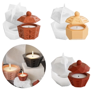 Siliconen Mal Voor DIY Geometrische Opbergdoos Met Deksel Zeshoekig Achthoekig Diamanttextuur Aromatherapie Kaarsenpot