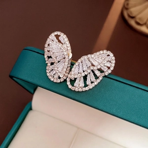 Butterfly Stud Earrings With Silver Earring Post Copper Hollow Zirconia Luxury Niche Elegant Jewelry For Women