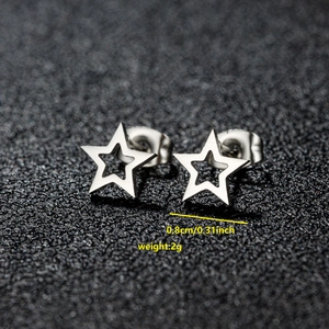 Minimalist hollow star stud earrings in silver plated finish, size 0.8cm weight 2g