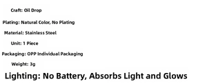 Detailed specifications for stainless steel luminous star ring with material and process data